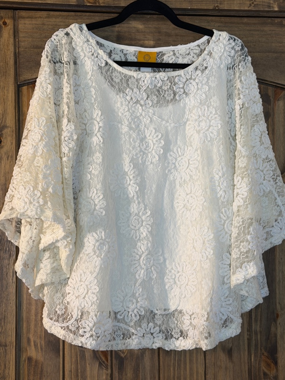Ruby Rd. Cream Floral Lace Overlay Blouse